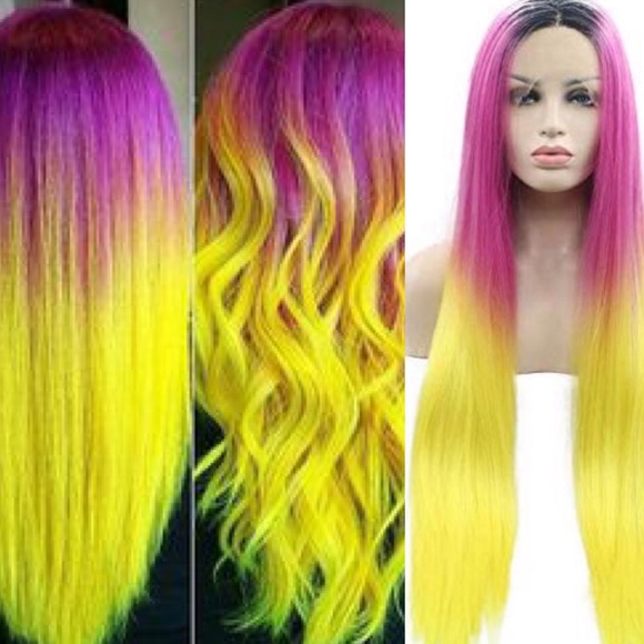 Accessories - 💫JERSEY PINK&YELLOW OMBRÉ GLUE-LESS CELEB Wig*NWT